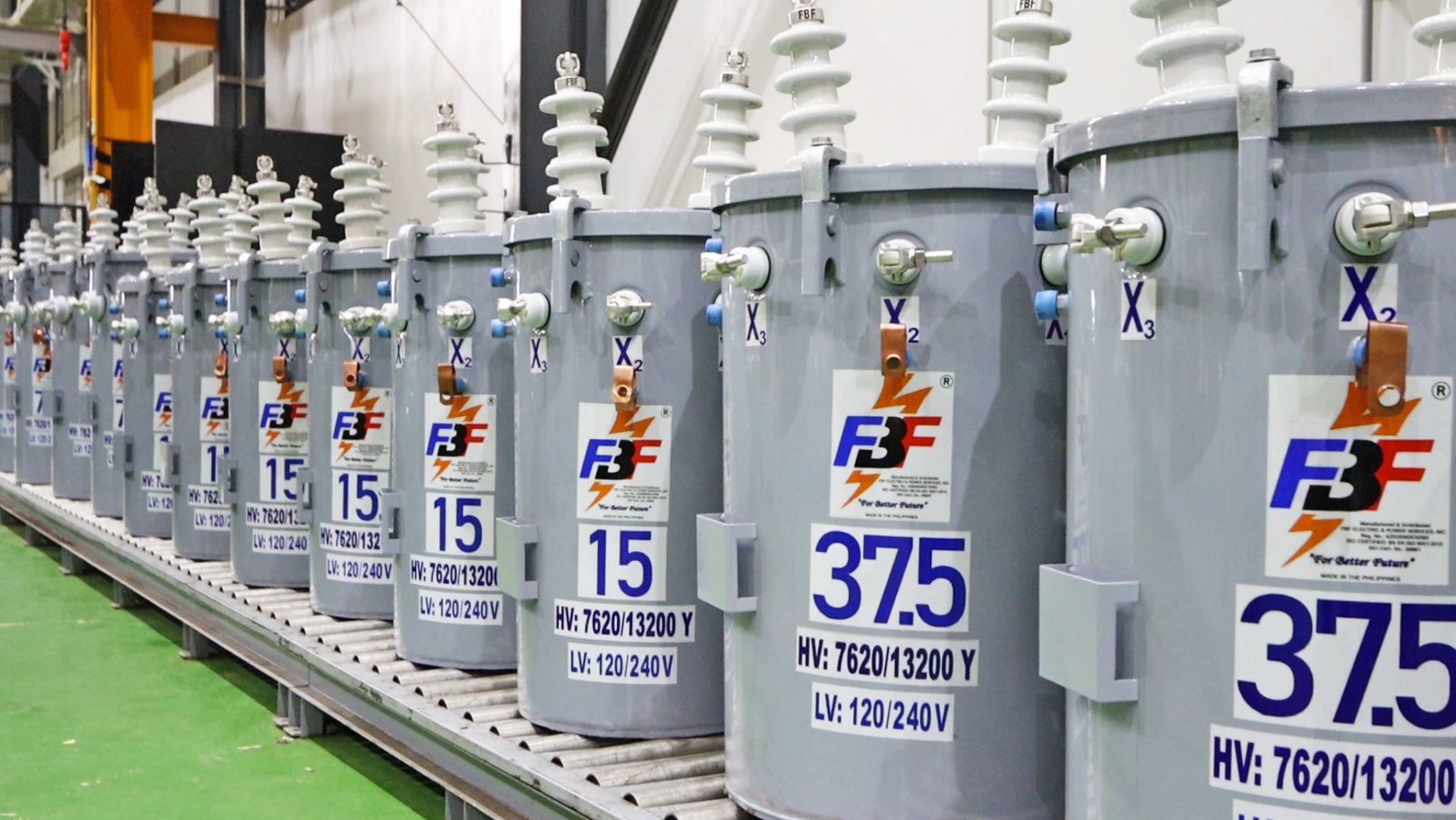 Different types of transformers placed on ground