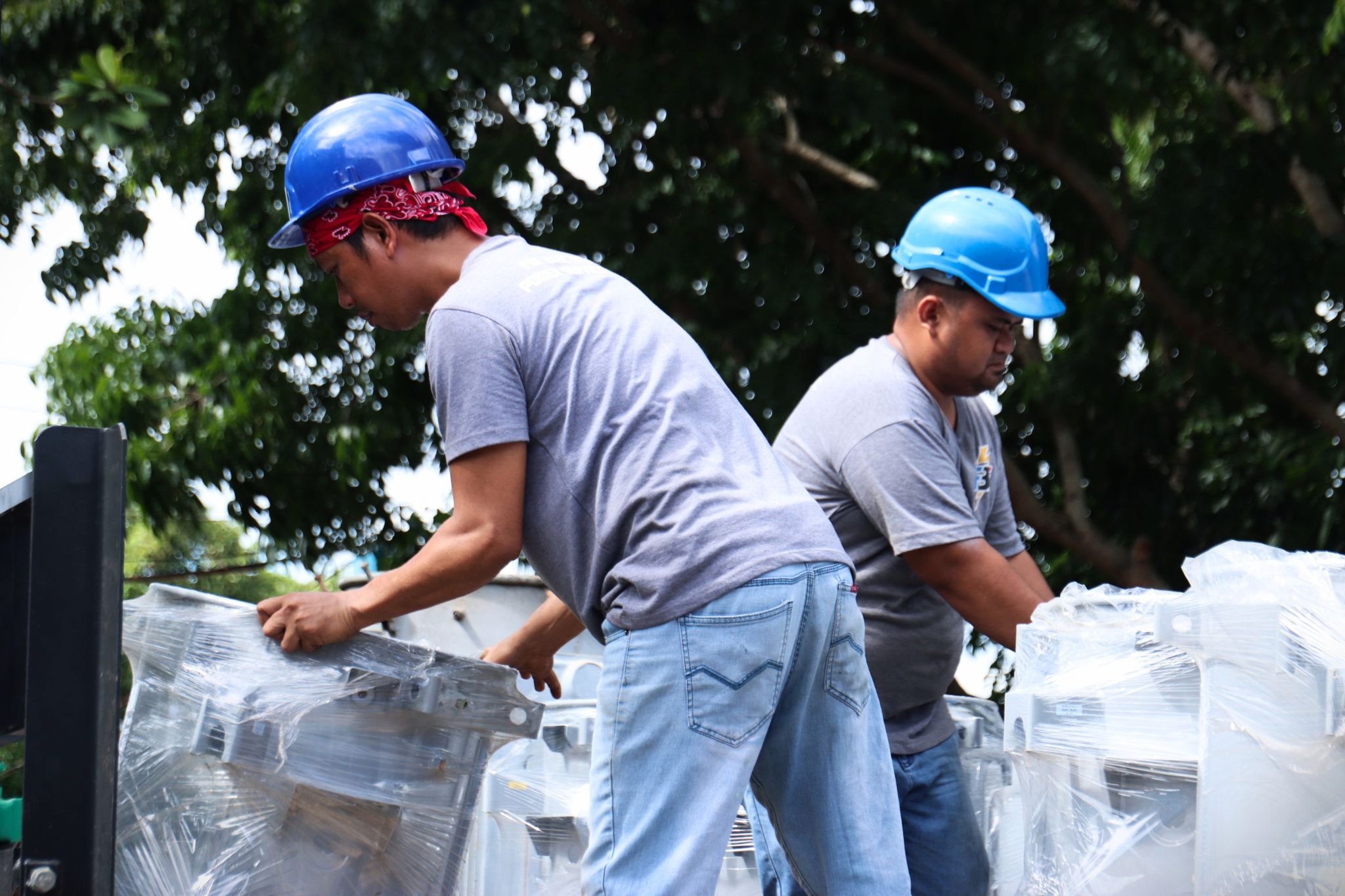 Different types of transformers placed on ground