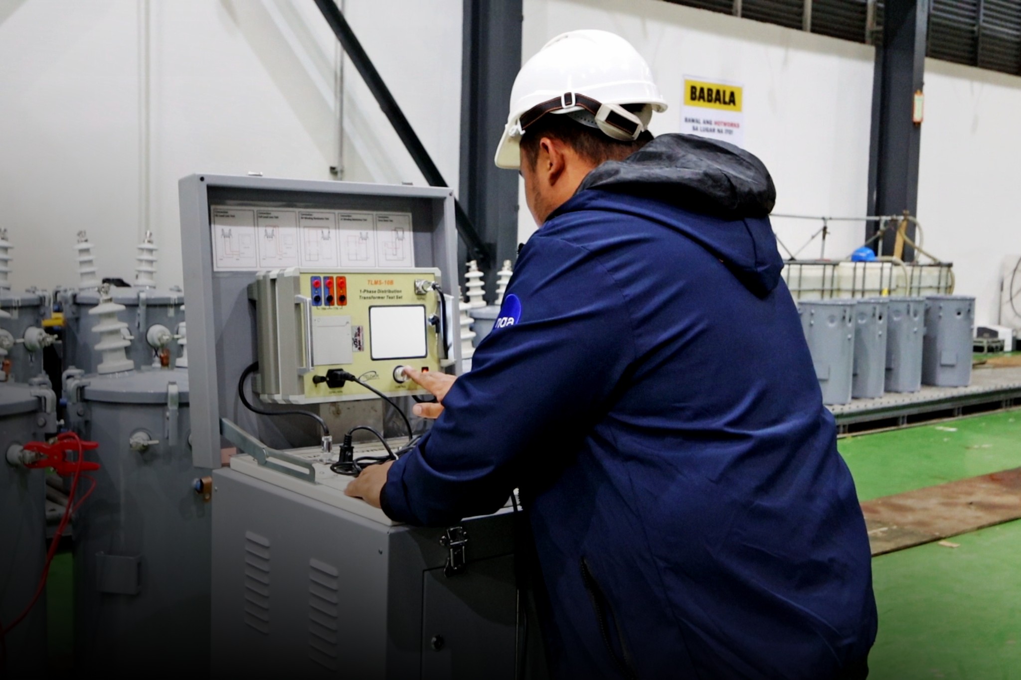 Man testing transformer